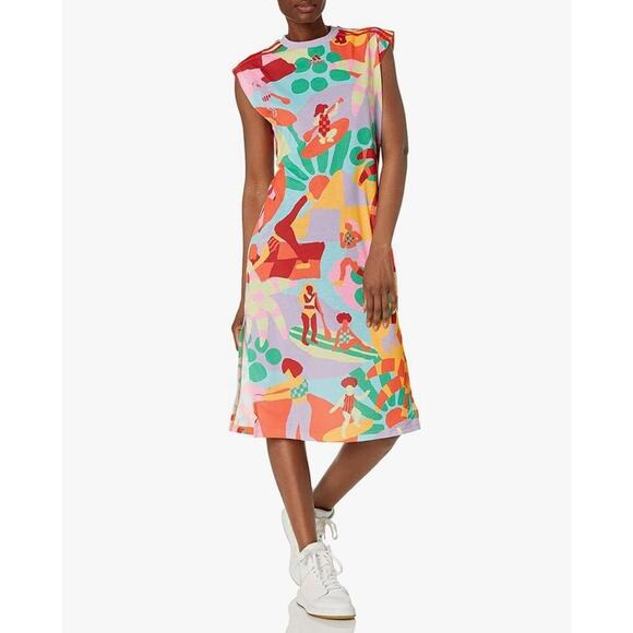 Adidas x Farm Rio Dresses & Skirts - Adidas x Farm Rio Dress Training Midi Dress Gold/ Semi Solar red Love Island